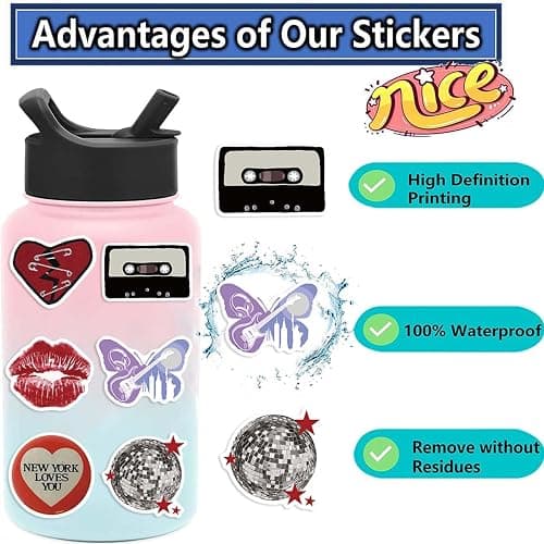 50Pcs Aesthetic Downtown Girls Stickers Pack Cool Trendy Y2K Stickers for Water Bottle Funny Waterproof Sticker for Teens Adults Vinyl Sticker for Laptop Skateboard Party Supplies(Downtown) thumbnail 4