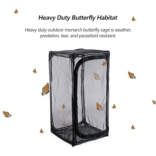 30" Heavy Duty Monarch Butterfly Habitat, Outdoor Collapsible Insect Mesh Cage Terrarium Pop-up with Zipper Protection thumbnail 2