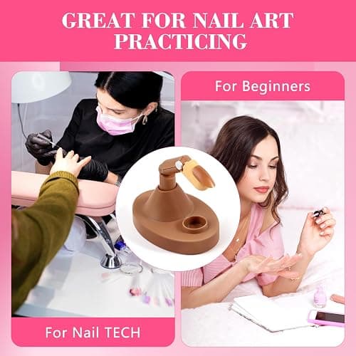 Practice Fingers Hand Acrylic Nails: 3PCS Fake Fingers to Practice Fake Nails - Manicure Acrylic Nail Hands Training Set with Base and 100PCS Brown Nail Tips for Nail Supplies thumbnail 6