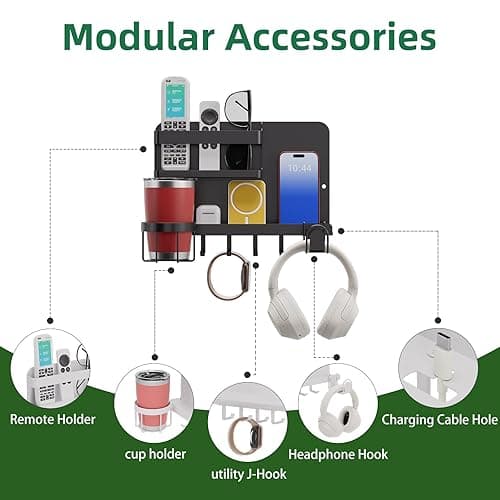 Versatile Bedside Wall Organizer, Floating Bedside Shelves, Wall Mount Essential Accessories for Room Decor, Dorm, Makeup Organizer, Remote Control Holder，Night Stand thumbnail 5