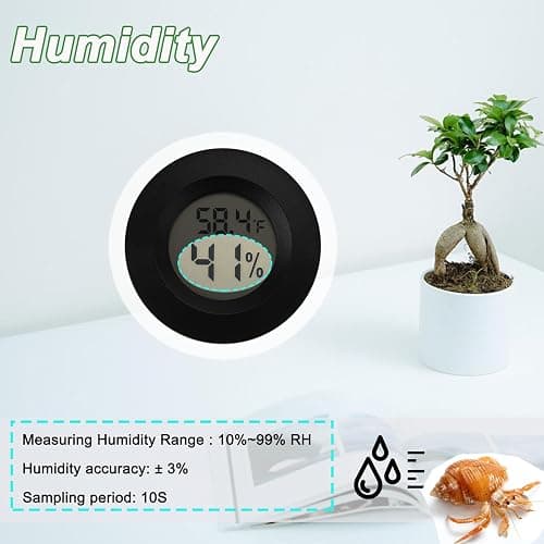 Reptile Thermometer and Humidity Gauge Digtal Terrarium Thermometer Circular Bearded Dragon Cage Accessories Reptile Temp and Humidity Gauge for Leopard Gecko Hermit Crab Gecko Lizard Etc 2pc thumbnail 5