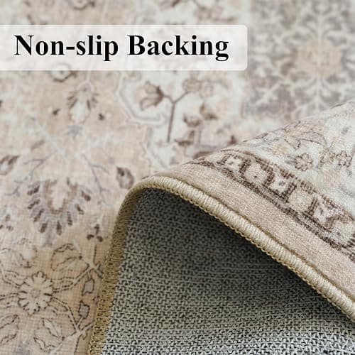 2x6 Hallway Washable Runner Rug : Vintage Soft Kitchen Laundry Runner with Non Slip Backing Farmhouse Entryway Living Room Floor Mat Stain Resistant Carpet for Bedroom Bathroom Distressed Beside Rug thumbnail 4