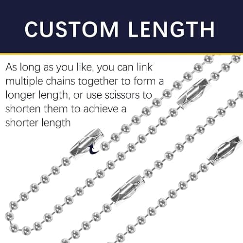 500 pcs Ball Chains Keychain Tag Keychain Ball Chain Bulk, 3.9 inch Dog tag Chain Key Chain Links,Beaded Chain Connector Chains for Keychains，Silver Nickel Plated Metal 2.4mm Ball Bead Chains thumbnail 3