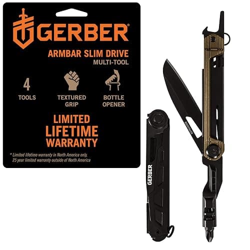 Gerber Gear Armbar Slim Drive Pocket Knife EDC Multitool with Screwdriver, Bottle Opener, Burnt Bronze - Image 1