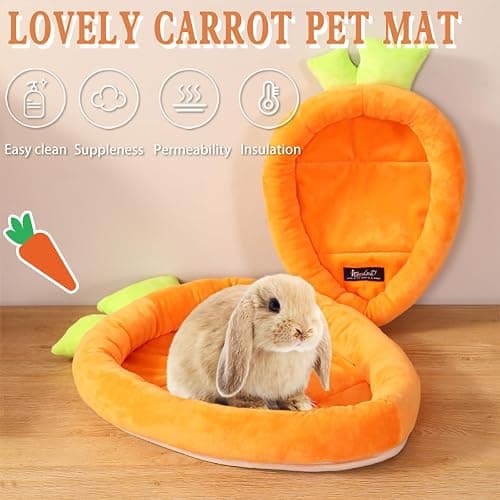 Bunny Bed Rabbit Bed Carrot Shape Bunny Beds Soft Comfortable Rabbits Beds Machine Washable Indoor Guinea Pig Bed Cute Small Animal Bed for Guinea Pig Chinchilla Ferret Squirrel Hedgehog (Medium) thumbnail 2