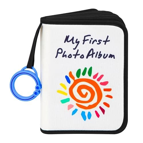 Baby's My First Family Album Holds 21 4x6 Photos, Baby Sun Photo Album Soft Cloth Family Book,My First Photo Book for Baby or Toddlers,Cute Book Gift for Babies Shower Newborns Family Photos(Black) - Image 1