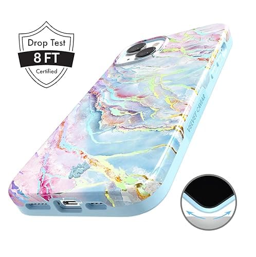 VELVET CAVIAR for iPhone 15 Plus Case Marble - Cute Protective Cover for Women - Compatible with MagSafe - 10ft Drop Tested - Holographic, Blue, Pink - 15 Plus - Holographic Moonstone Marble thumbnail 5