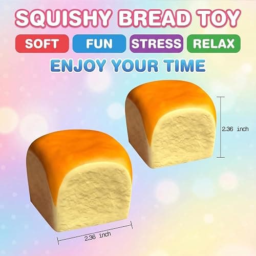 Invasgi 2 Pack Bread Squishy Slow Rise Toys, Dumpling Squishy Fidget Toys for Kids & Adults,Stress Relief Squeeze Toy, Gifts for Office, Party Favors, Back to School thumbnail 2