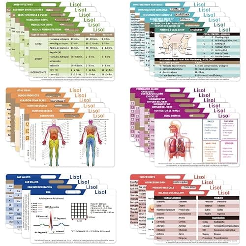28 Nursing Badge Reference Cards, Nursing School Essentials Student Gifts Success Bundle Supplies Nurse Must Haves Study, RN LPN PA CNA Accessories for Work Vital Signs Kit Cheat Sheets EKG Badge Card - Image 1