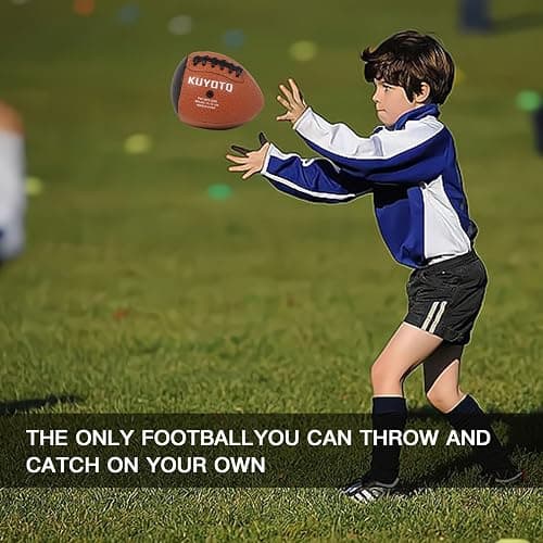 PassCatch Training Football, Peewee Size(Ages 3-9) Kids/Youth (Ages 7-13) Official Size(Ages 13+) Fatherless Bounce Back Leather Football Improving Enhance Solo Passing Catching Skills thumbnail 7