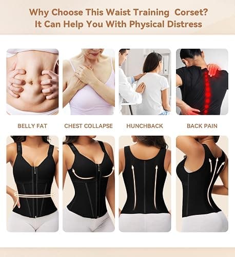 SHAPSHE Waist Trainer Corset for Women Tummy Control Sport Workout Body Shaper Vest for Women Postpartum Gym Zipper and Hooks thumbnail 5