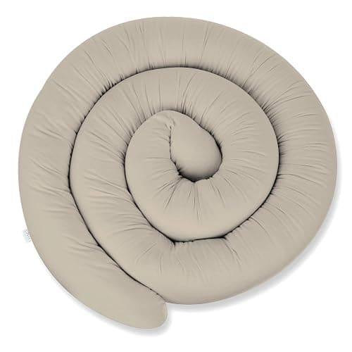 ekm trade XXL 300 cm Bettschlange für Allergiker Bettkissen Stillkissen Bettrolle Zierkissen Bettumrandung Schlange Handmade 100% Baumwolle (8 – Beige, 300 cm) - Image 1