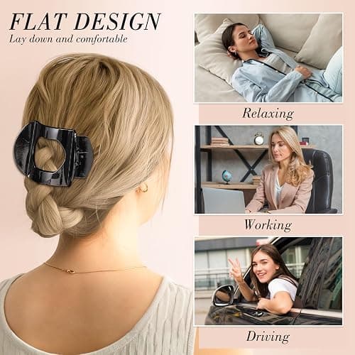 Obeoby 6 PCS Flat Hair Clips, Medium Flat Claw Clips French Hair Barrettes Accessories for Women Girls (Tortoiseshell) thumbnail 5