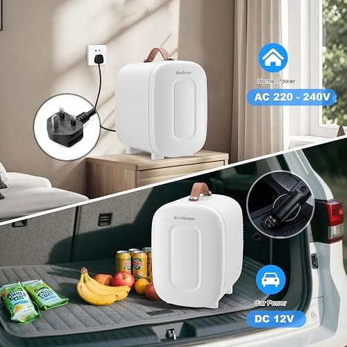 Enventor Mini Fridge 4 Litre/ 6 Can, AC+12V DC Power, Portable Cooler & Warmer, Small Fridge for Bedrooms, Car, Skincare, Fruit and Drinks, White thumbnail 7