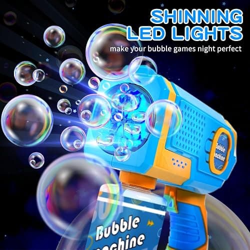 EagleStone 2 Pack Bubble Gun Machine for Kids, Automatic Light Up Bubble Blower with 4 Bottles 10 Bags Refill Solution, Bubble Guns Blaster for Toddlers, Outdoor Toys Gifts, Wedding Easter Party Favor thumbnail 8