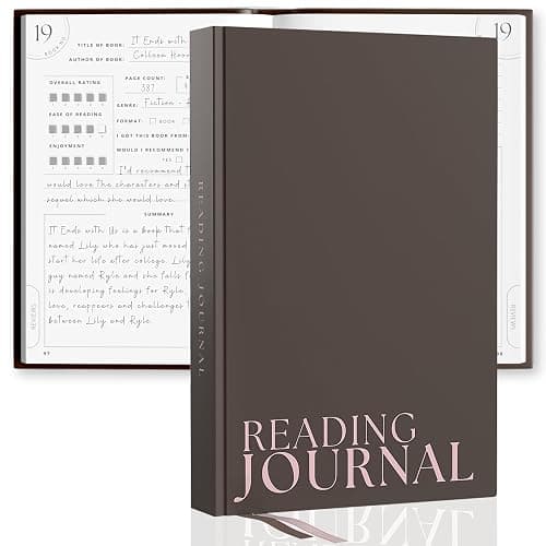 Reading Journal For Book Lovers - Journals to Review 55 Books - Ultimate Reader Kit with Tracker, Log, Challenge & Prompt Guides - Reading Accessories For Book Lovers Or Book Club Tracking - Brown - Image 1