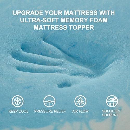 SINWEEK 5-Zone Memory Foam Mattress Topper, 2 Inch Twin, Blue thumbnail 3