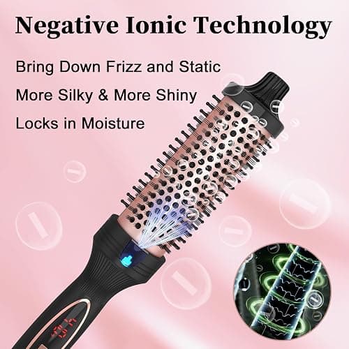 PHOEBE New Upgrade 1.5 Inch Thermal Brush Create Loose & Volume Curls Digital Display 9 Heat Settings Tourmaline Ionic Hair Curler 1 1/2 Inch Curling Iron Brush Dual Voltage for Traveling thumbnail 4