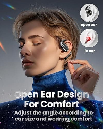Open Ear Earbuds Bluetooth Headphones Wireless - 80Hrs Playtime Wireless Earbuds with IPX7 Waterproof Touch Control Earphones Sport with 18.2mm Drivers Stereo Sound Bluetooth 6.0 for Running Fitness thumbnail 2
