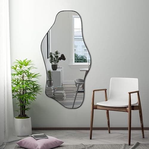 DAOYIJIAJU Irregular Mirror, 47.2"x23" Large Asymmetrical Wall Mirror, Odd Shaped Mirrors, Modern Abstract Frameless Mirrors for Living Room Bedroom Entryway Hallway, Horizontal or Vertical Hanging thumbnail 8