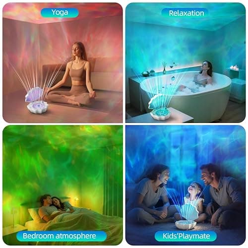 Ocean Wave Projector Light, Shell Night Light Built-in Bluetooth Speaker, Remote Control, White Noises for Home Decor/Relaxation/Party/Music/Gift (Blue) thumbnail 5
