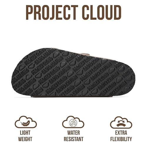 Project Cloud 100% Genuine Leather Flat Sandals For Women 2026 Cork Footbed Womens Sandals with Memory Foam and arch support Vacation Essentials Slides for Women Footwear (Venita) thumbnail 4