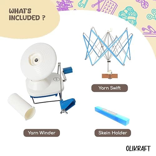 Olikraft Crochet Yarn Winder for Crocheting and Umbrella Swift (with Skein Holder) Combo Set - Yarn Spinner for Crocheting, Cake Ball Winder, Roller, Baller, Spooler thumbnail 2