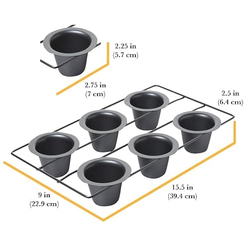 Chicago Metallic 6-Cup Popover Pan, Heavyweight Aluminized Steel with Nonstick Coating, Ideal for Yorkshire Pudding, Muffins, and Popovers thumbnail 3