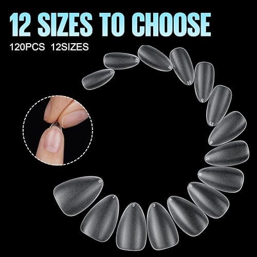 TOMICCA Short Almond Matte Nail Tips & Nail Glue Kit, 150 pcs Full Coverage Soft Gel Nail Tips, No File, 8ml Nail Glue Soak off UV Lamp, Nail Tip Glue Set for Quick Nail Salon thumbnail 3