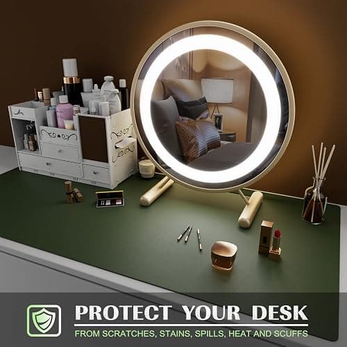 K KNODEL Large Office Leather Desk Mat, Mouse and Keyboard Pad, Computer and Laptop Mat, Desktop Protector and Cover, Writing Pad and Blotter (31.5"x15.7", Dark Green) thumbnail 6