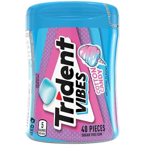 Trident Vibes Cotton Candy Sugar Free Chewing Gum, 40 Piece Bottle | Contains Xylitol, Sugar-Free, Perfect for Long Lasting Fresh Breath at School, Work & Travel thumbnail 4