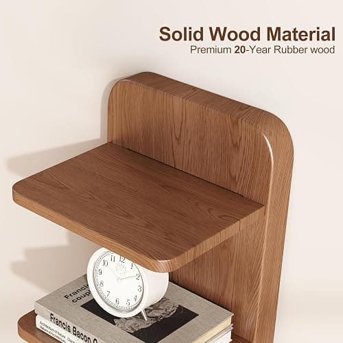 WoodsWhisper Narrow Bookshelf Ladder Bookshelf 5 Shelf Bookcase, Mid Century Modern Bookcase with Freestanding Display Shelves,Anti-tip Device and Thickened Base for Small Space,Living Room, Office - Walnut - 5C thumbnail 6