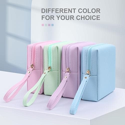 Teircno Sanitary Napkin Period bag for Women, Sanitary Napkin Storage Bag, PU Leather Sanitary Pad Bags Pounch, Portable Tampons Zipper Organizer Bag with Handle for Ladies thumbnail 7