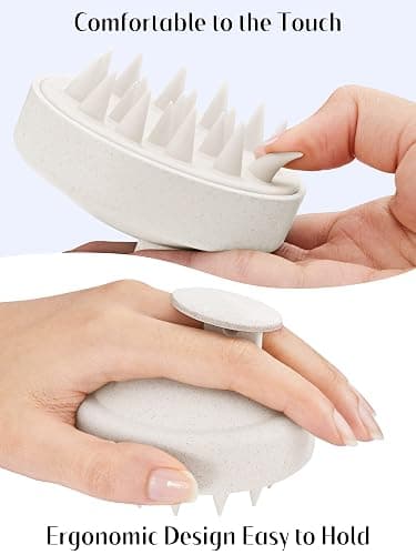 HEETA Scalp Massager Hair Growth, Soft Silicone Scalp Scrubber Shampoo Brush for Exfoliation, Dandruff Removal & Head Massage Stress Relax, Wet & Dry Use for Thick, Thin Hair Care, Wheat Straw Beige thumbnail 5