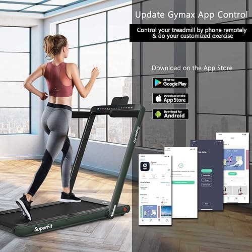 Goplus 2 in 1 Folding Treadmill with Dual Display, 2.25HP Superfit Under Desk Electric Pad Treadmill, Installation-Free, Blue Tooth Speaker, APP Control, Remote Control, Walking Jogging for Home thumbnail 7