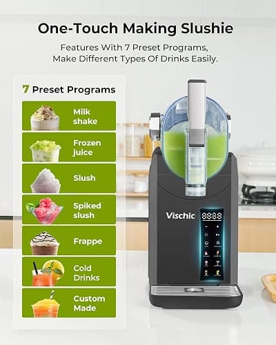 Vischic Slushie Machine: Slushy Machine for Home Use with 7 Preset Programs & Auto Cleaning Function, Frozen Drink Maker Easy to Make Slush Margarita Frappés Cocktail & More, 4H Fresh (Premium Grey) thumbnail 4