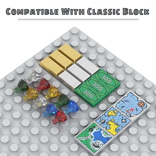 LANMANUO 221 PCS Money Bank Building Block, Pirate Ships Maps Treasure Chest City 100 Dollar Jewel Gems Diamonds Gold Bar Coins Bricks Pieces, Crystals Bill Cash Parts Sets thumbnail 6
