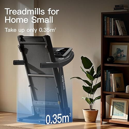 UMAY Fitness Home Folding Incline Treadmill with Pulse Sensors, 3.0 HP Quiet Brushless, 300 lbs Capacity (Black or Gray) - BLACK WITH 10% Incline thumbnail 8