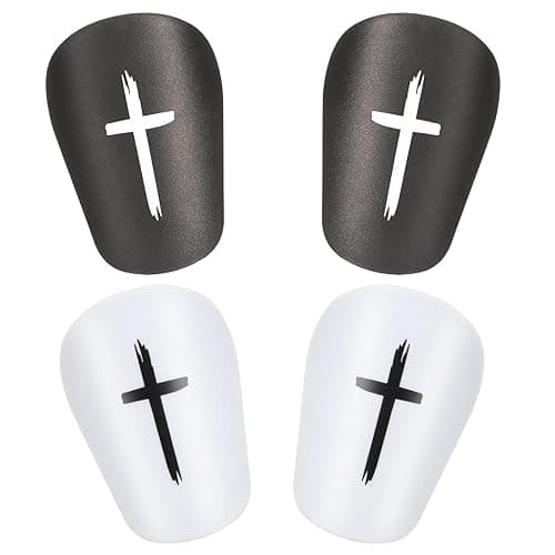 2 Pairs Black & White Cross Shin Guards Soccer Extra Mini Shins Guard 3 x2 Inch Small Shin Guards Comfortable Light Shin Pads Ultra Miniature Shins Guard Soccer for Men Women - black, white