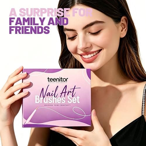 Teenitor Nail Art Tools Set, 23 Pcs Nail Art Brushes, 5 Pcs Nail Dotting Tool, 2 Set of Nail Stand, 100 Pcs Double-Sided Adhesive Tabs, Nail Art Palette, Brushes Holder for DIY Nail Art thumbnail 9