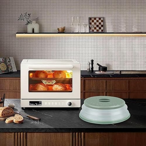 2 in 1 Silicone Microwave Splatter Cover Food, Microwave Mat Place Holders for Multi-use, Silicone Trivet, Pot Holders, Drying, Baking, Utensils Rest for Kitchen Counter Mat, Grey - Light Green (Mat With Cover) thumbnail 2