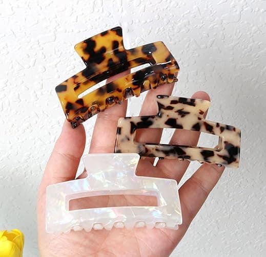 4Pcs Hair Claw Clips, Acetate Hair Banana Barrettes, French Butterfly Jaw Clips, Mermaid Color Crab Hairpin, Leopard Print Stylish Hair Accessories for Women Girls (4 Pcs) thumbnail 6