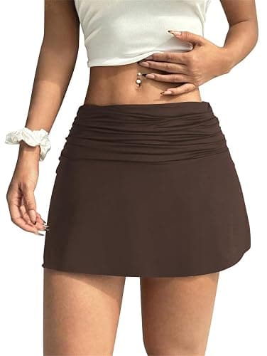 Hafailia Womens Mini Skorts Sexy Ruched Waist Pencil Bodycon A-Line Skirts with Shorts Underneath thumbnail 3