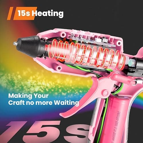 Cordless Hot Glue Gun, GoGonova 15s Fast Preheating 5Ah Built-in Battery Hot Melt Glue Gun, Smart Power-Off, Kit with 25 Pcs Premium Mini Glue Sticks and USB-C Charging Port (Pink) thumbnail 2