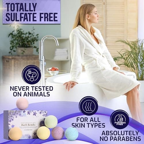 Bath Bombs Gift Set - Ultra Bubble XXL Fizzies (6 x 4.1 oz) with Natural Dead Sea Salt Cocoa and Shea Essential Oils, The Best Birthday Gift Idea for Her/Him, Wife, Girlfriend, Women, Kids thumbnail 7