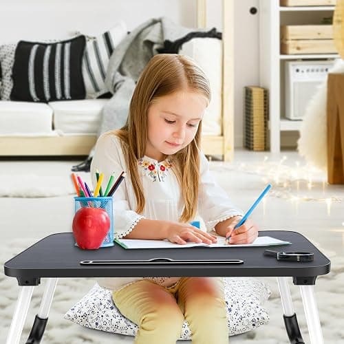 Zapuno Laptop Bed Desk, Foldable Laptop Tray Table with Tablet Slot, Lapdesk Laptop Stand for Bed Portable Standing Table for Bed Couch Floor thumbnail 2