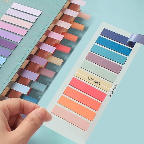 ELII 1200pcs Sticky Tabs Page Markers,Morandi Sticky Note Tabs Colored Writable and Repositionable Book Flags Tabs Strip Index Tabs,Page Tabs thumbnail 3