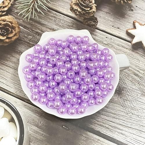 400pcs 8mm Pearl Beads Satin Luste Round Loose Plastic Pearl Craft Beads for Jewelry Making Earring Bracelet Necklace Key Chains Sewing Crafts Decoration (Purple) thumbnail 2