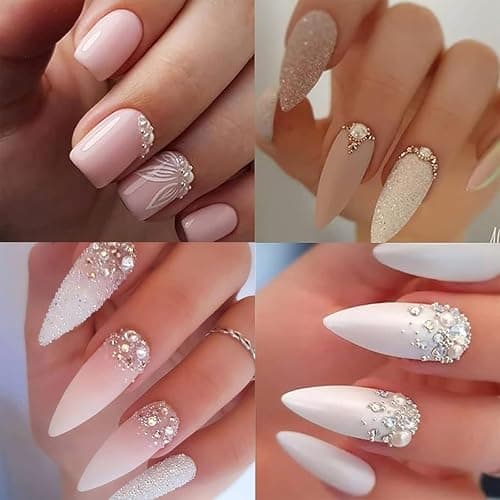 VOTACOS Nail Art Pearls with Nail Rhinestones Glue Gel Flatback Pearls Nail Charms Luxurious Nail Supplies Accessories Gold Silver Nail Gems Jewelry Pearls for Women Nail Design thumbnail 3