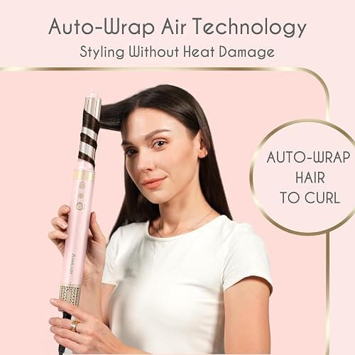 Annlary 5 in 1 Ionic Hot Air Styler, 1400W Powerful Hair Dryer Brush, Auto-Wrap Curlers, Paddle Brush for Fast Drying, Volumizing with Travel & Storage Bag thumbnail 3